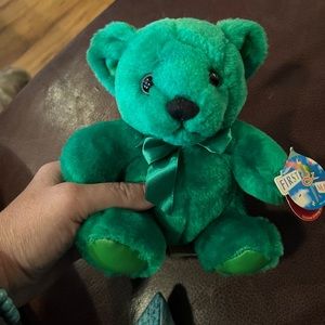 First and Main Plush Rainbow Birthday Bear Green With Green Bow New 7” Soft.